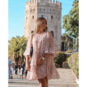 Wide Cut Floral Print Dress H&M Chiffon NWT Bloggers Favorite Size L